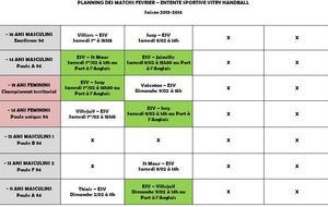 Planning de Février pour l'ESV