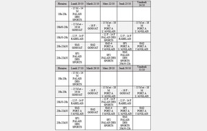 Planning des entraînements pendant les vacances de la Toussaint