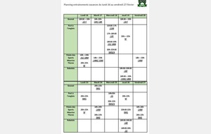 Stages vacances de Février et entraînements