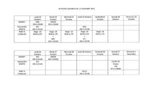 ACTIVITES VACANCES TOUSSAINT 2015