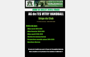 Assemblée Générale ES Vitry Handball (modification de la date)