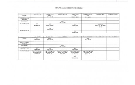ACTIVTES VACANCES DE PRINTEMPS