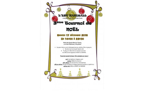 RAPPEL: 3ème TOURNOI DE NOEL DE LA SECTION SAMEDI 17 DECEMBRE 2016