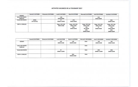 ACTIVITES VACANCES TOUSSAINT