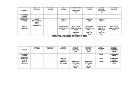 ACTIVITES VACANCES TOUSSAINT 2018